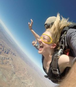 image of woman skydiving